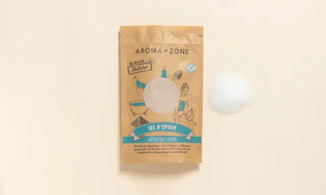 Sachet de sel d'Epsom Aroma-Zone, idéal pour des bains délassants. Découvrez les bienfaits du sel d'Epsom pour une relaxation profonde.