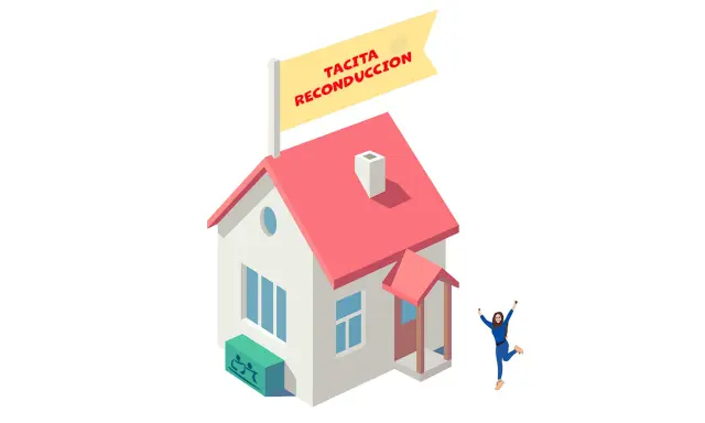 Casa con cartel "Tacita Reconducción". Una persona salta de alegría al lado.