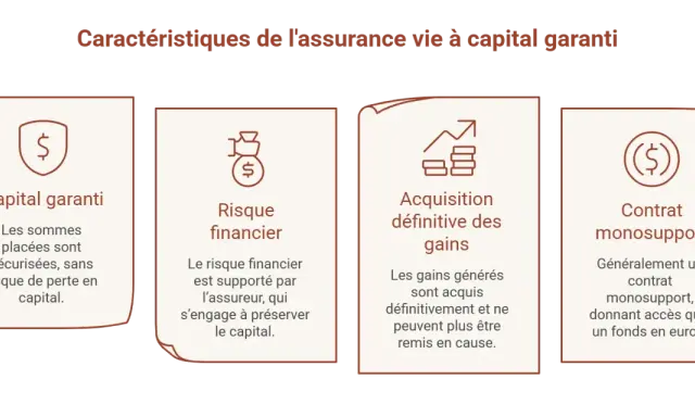 Assurance vie à capital garanti : sécurité des sommes, risque financier supporté par l'assureur, gains acquis définitivement, contrat monosupport en euros.