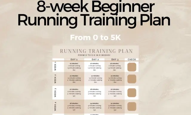 Ein Trainingsplan Laufen für Anfänger über 8 Wochen, der von 0 auf 5 km führt. Enthält tägliche Lauf- und Gehintervalle.