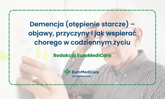 Starszy mężczyzna w okularach, tekst o demencji. Ostatni etap demencji jest trudny, ale wsparcie jest kluczowe.