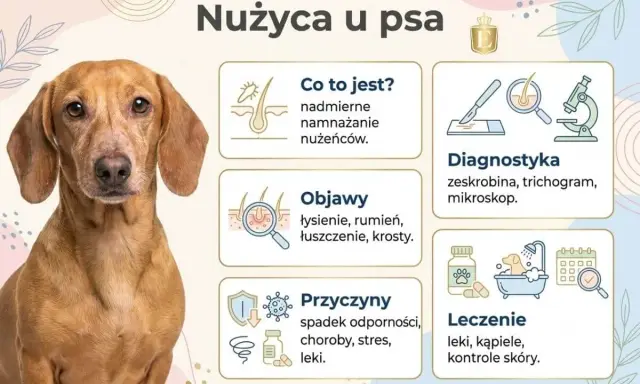 Portret jamnika z informacjami o nużycy u psa: objawy, przyczyny, diagnostyka i leczenie.