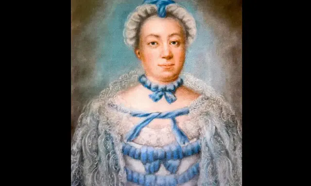 Porträtt av en kvinna i blå kläder, möjligen en av Carl von Linnés barn.