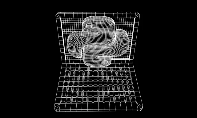 Wireframe laptop z logo Pythona na ekranie. Symbolizuje wzorce projektowe Python i tworzenie aplikacji.