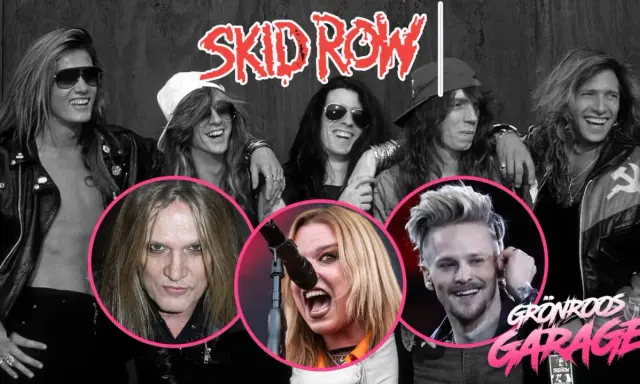 Medlemmar av Skid Row, både nuvarande och tidigare, visas i en collagebild.