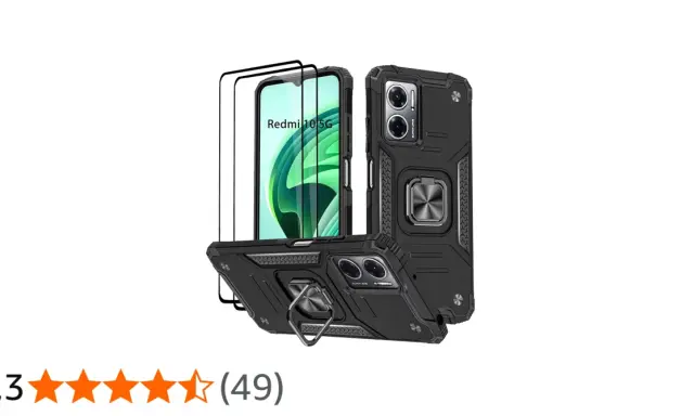 Wytrzymałe etui na telefon Redmi 10 z pierścieniem i szkłem ochronnym. Idealne dla aktywnych!