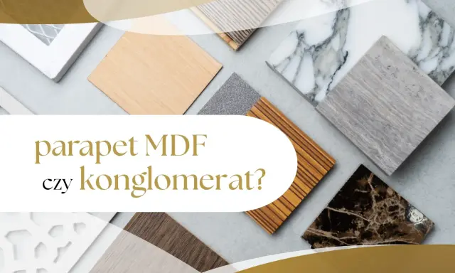 Wybór materiału na parapet: MDF czy konglomerat? Próbki różnych wykończeń okiennych.