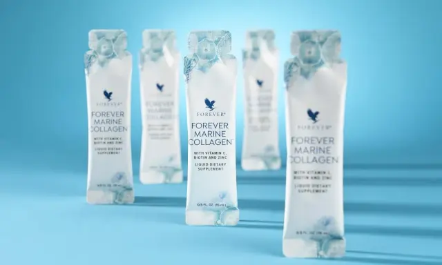 Kilka saszetek Forever Marine Collagen z witaminą C, biotyną i cynkiem. Sprawdź atrakcyjną forever marine collagen cena!