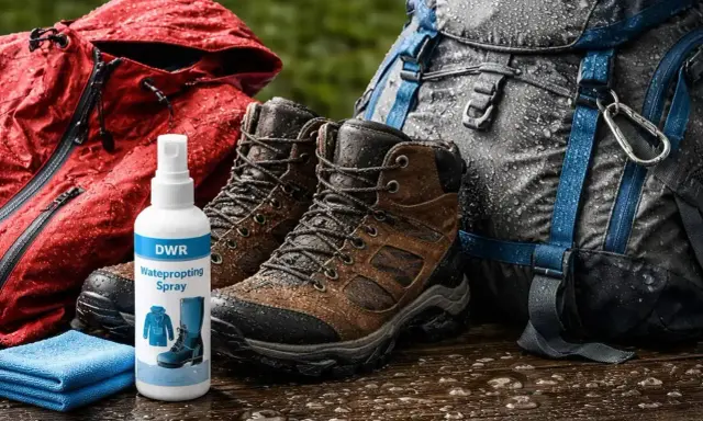 DWR – co to? Wodoodporny spray do odzieży i obuwia turystycznego, który chroni przed deszczem.