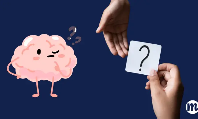 Cerveau perplexe face à un point d'interrogation. "Je serai absente" pour trouver la réponse.