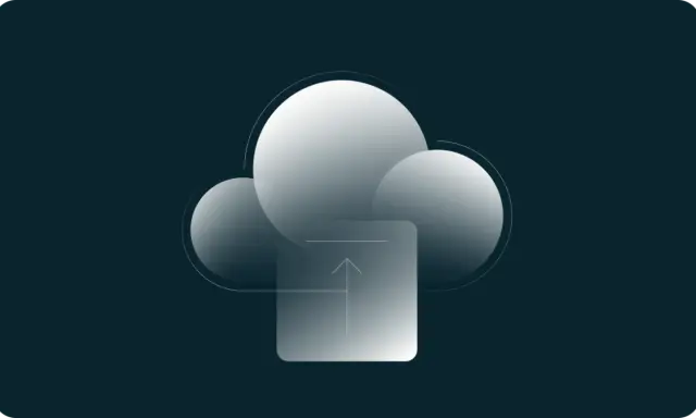 Icônes abstraites représentant un **sauvegarde cloud** avec une flèche pointant vers le haut.