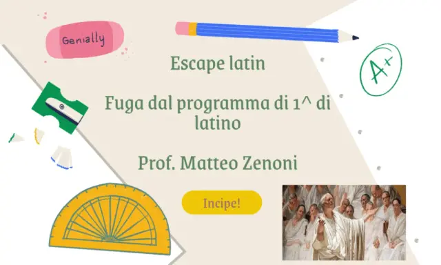 Escape room Dante: "Fuga dal programma di latino" con il Prof. Zenoni. Un'avventura scolastica per evadere dal latino.