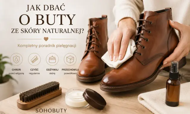 Jak wyczyścić skórzane buty? Poradnik pielęgnacji: chroń, czyść, odżywiaj i przechowuj. Brązowe botki, szczotka, krem i spray.