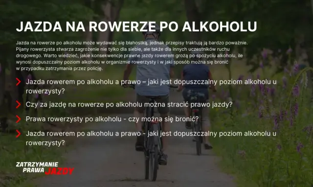 Jazda rowerem po alkoholu to poważne wykroczenie. Dowiedz się, jakie są konsekwencje i dopuszczalny limit alkoholu.