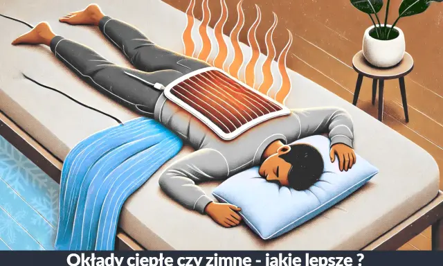Relaks po ciężkim dniu. Człowiek odpoczywa na łóżku z termicznym okładem na plecach, przypominającym gorącą kąpiel.