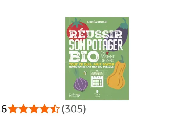 Couverture du livre "Réussir son potager bio" avec des illustrations de vieux légumes français comme une aubergine, une courge, un oignon rouge et une tomate.