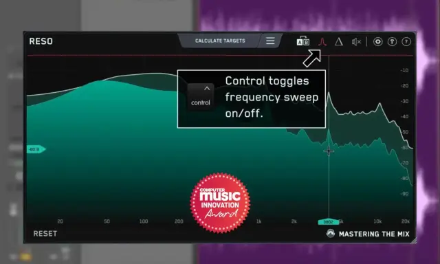 Interface d'un plugin audio montrant un graphique de réponse en fréquence. Le contrôle de la fonction hpf audio est activé.