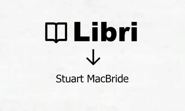 Icona libro e testo "Libri" con freccia verso il basso che indica "Stuart MacBride: libri in ordine cronologico".