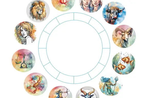 Sprawdź swój horoskop na dziś (czwartek)! Zodiakalne symbole od Lwa po Ryby w okręgu.