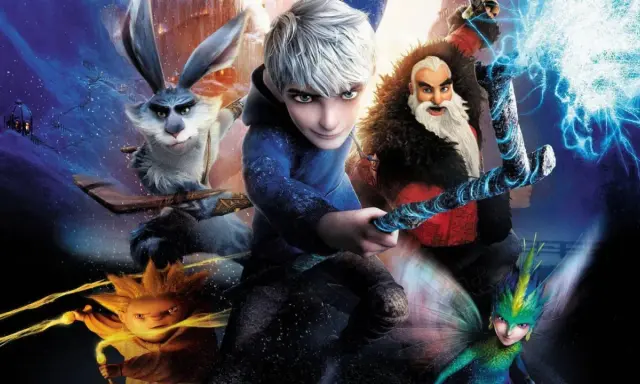 Jack Frost e gli altri Guardiani in un'avventura magica, un film per ragazzi pieno di azione e fantasia.