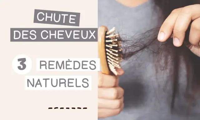 Main d'une personne tenant une brosse à cheveux avec des cheveux tombés, suggérant des remèdes naturels pour faire repousser les cheveux.