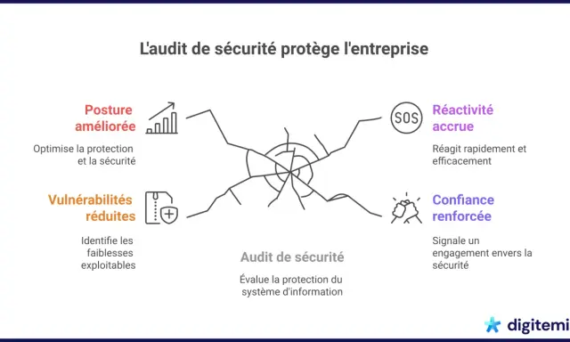 L'audit de sécurité informatique améliore la posture, réduit les vulnérabilités, augmente la réactivité et renforce la confiance.