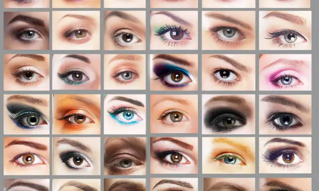 Collection de formes des yeux maquillés, aux couleurs et styles variés, du naturel au plus audacieux.
