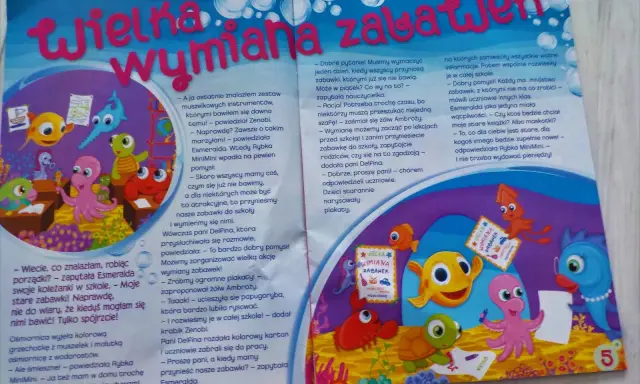 Wielka wymiana zabawek w szkole! Rybka MiniMini i jej przyjaciele organizują akcję, by dać drugie życie starym przedmiotom.