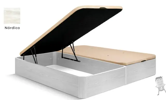 Base tapizada canapé con gran capacidad de almacenaje, acabado nórdico. Ideal para cambiar y organizar tu habitación.