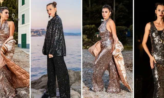 Moda scintillante: come sdrammatizzare un abito paillettes con stile, tra mare e natura.