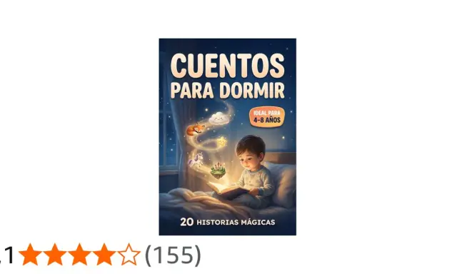 Un niño lee un libro de cuentos para dormir profundamente, rodeado de magia y fantasía. Ideal para niños de 4 a 8 años.