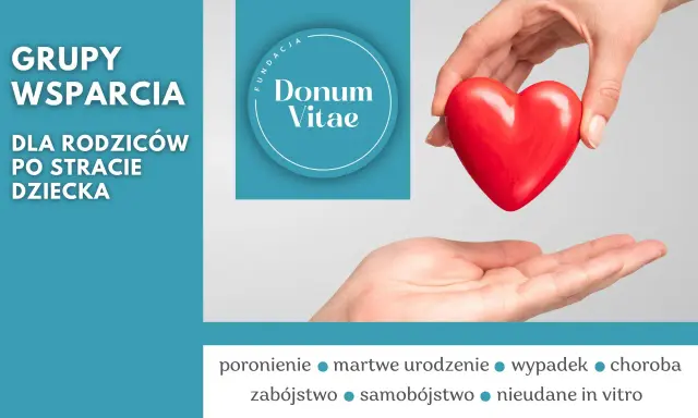 Grupa wsparcia dla rodziców po stracie dziecka. Dłoń podaje serce, symbolizując pomoc po śmierci dziecka.
