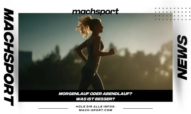 Frau joggt im Morgengrauen. Die Sonne wirft lange Schatten. Ein Artikel auf mach-sport.com vergleicht Morgenlauf und Abendlauf.