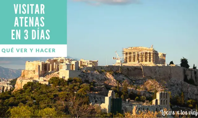 La Acrópolis de Atenas, un lugar ideal para visitar con niños, con el Partenón al fondo.