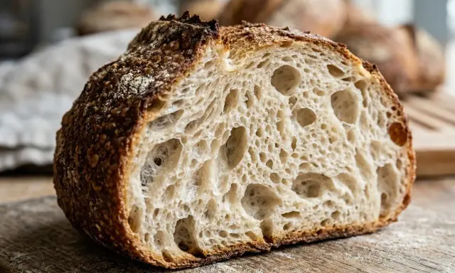 Une mie aérée et une croûte dorée pour ce pain au levain, parfait pour comprendre ce qu'est la farine T65.
