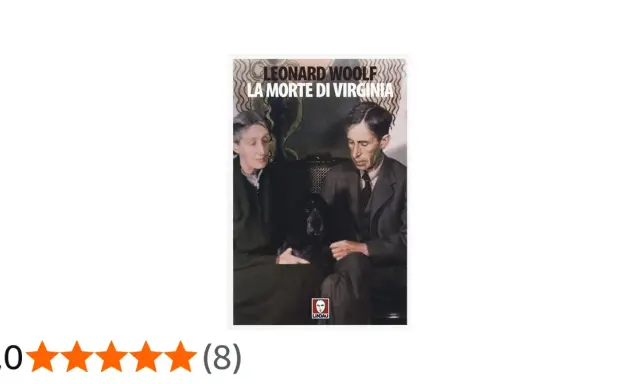 Copertina del libro "La morte di Virginia" di Leonard Woolf, con un ritratto di Virginia e Leonard Woolf con un cane.