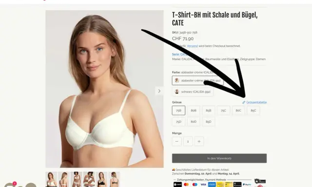 Modello con taglia 2 seno, indossa un reggiseno bianco con ferretto e coppe, in vendita online.