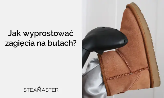 Jak usunąć zagięcia na butach? Para z urządzenia Steamaster wygładza zamszowy but.