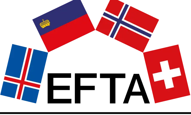 Flagi Islandii, Liechtensteinu, Norwegii i Szwajcarii tworzą łuk. Cztery kraje EFTA w jednym obrazie.