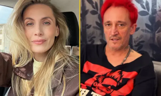 Uśmiechnięta blondynka i mężczyzna z czerwonymi włosami. Czy to guzior dziewczyna i jej towarzysz?