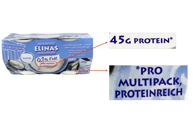 Elinas griechischer Joghurt, 0,1% Fett, 45g Protein pro Packung. Ein gesunder Genuss, proteinreich und lecker.
