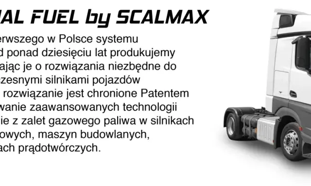 Ciężarówka z systemem Diesel Dual Fuel, który umożliwia korzystanie z gazowego paliwa w silnikach pojazdów.