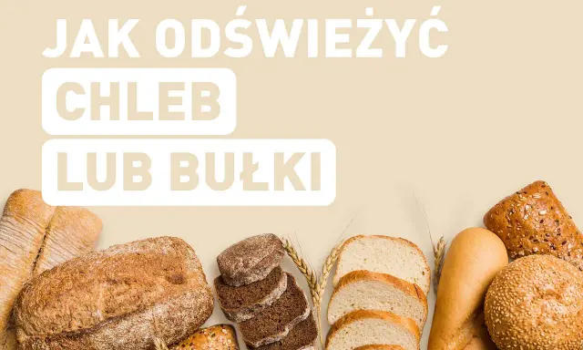 Jak odświeżyć chleb i bułki? Na zdjęciu różne rodzaje pieczywa: bochenki, kromki, bagietka i bułka z sezamem.