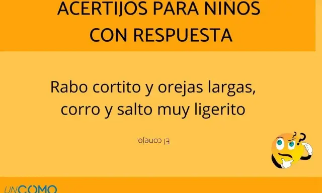 Acertijos para niños de 7 años: "Rabo cortito y orejas largas, corro y salto muy ligerito". ¿Quién soy? El conejo.