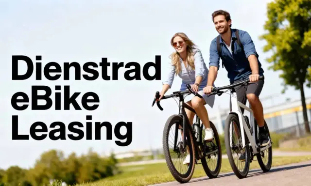 Glückliches Paar auf einem deutsches Dienstrad eBike Leasing-Ausflug.