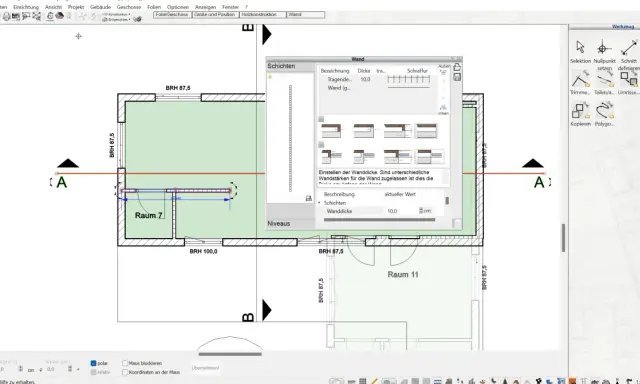 Fenster mit Wand-Eigenschaften, wo die tragende Wand dicke von 10 cm eingestellt wird.