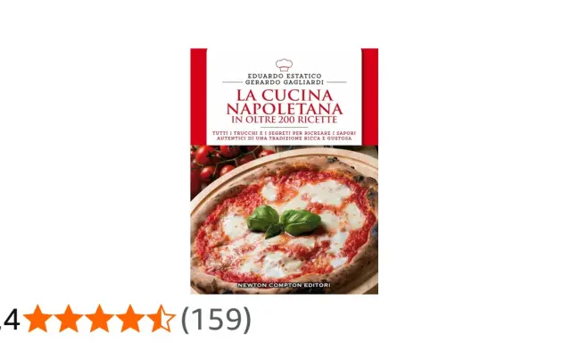 Copertina libro "La Cucina Napoletana" con pizza margherita. Un viaggio nel cibo Napoli, tra ricette e segreti.