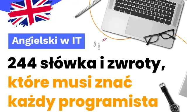 Angielski dla programistów: 244 słówka i zwroty, które musi znać każdy programista. Na zdjęciu laptop, okulary i zegarek.