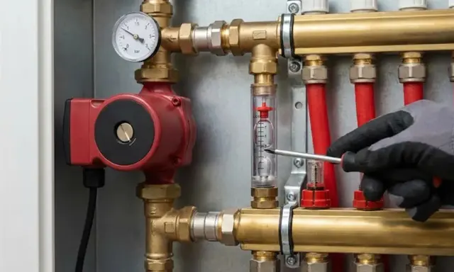Niski poziom wody w instalacji grzewczej? Manometr pokazuje niskie ciśnienie, a przepływomierz wskazuje brak obiegu.