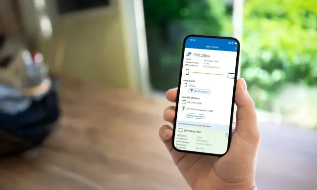 iPhone zeigt FRITZ!Box-Details, Frequenzband 5 GHz. So kannst du dein WLAN GHz herausfinden.